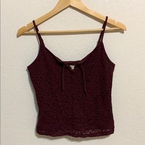 Maroon lace Hollister crop top